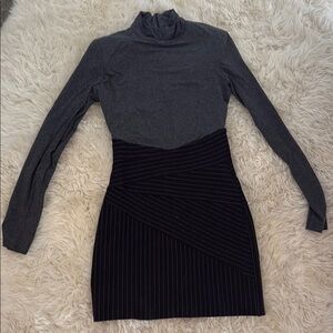 Bailey 44 Gray Ribbed Long Sleeve Sheath Dress